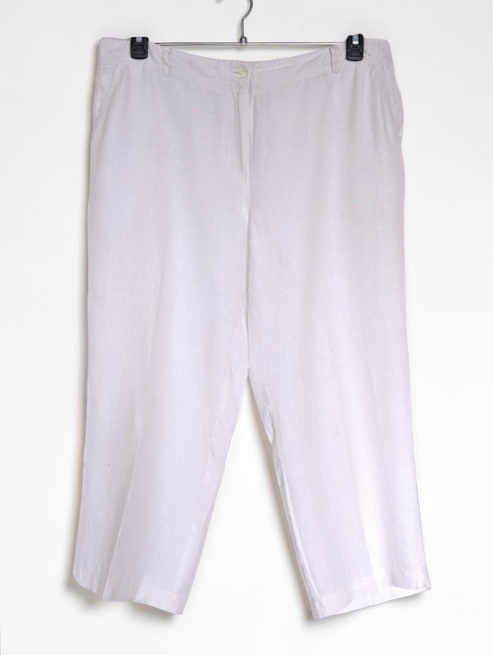 Saint Tropez West Women's 14 100% Linen White Capri Pants Resort Cabana